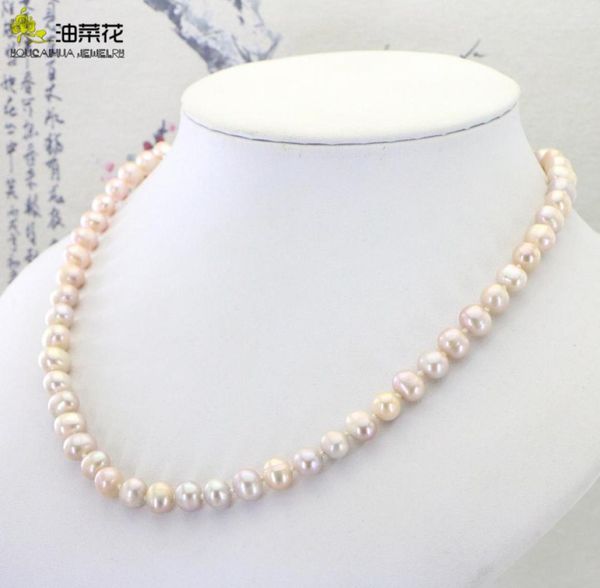 

elegant natural freshwater pearl 78mm necklace jewelry woman girl wedding christmas gift whole 7420302, Silver