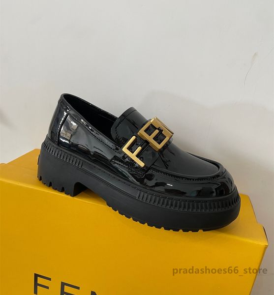 

rome luxury designer shoes women fashion vintage metal classic buckle ladys bean shoe fend platform shoes slip-on loafers women flat shoes f, Black