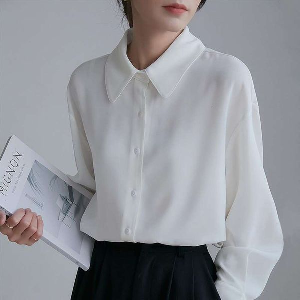 

french white shirts blouse for women spring and autumn style unique design niche long sleeved casual top