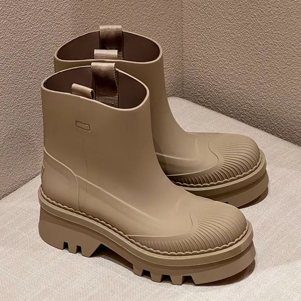 

new arrival rainboots designer womens ankle booties outdoor shoes rubber sneakers 5.5cm thick sole platform fashion casual shoe colored blac, Black
