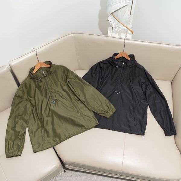 

the latest 2023 mens jacket fashion half zipper placket design us size windbreaker brand luxury designer jacket, Black;brown