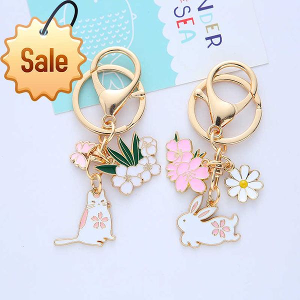 

keychains lanyards cute metal drop rabbit keychain women's creative small gift keyring bag pendant llaveros para mujer g230525ug, Silver