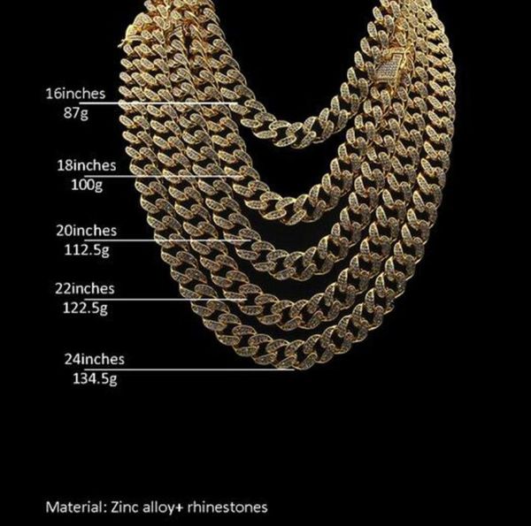

men039s iced out chain hip hop necklace jewelry full crystal rhinestone gold miami cuban link chains 8inch 16inch 18inch 20inch7961277, Silver