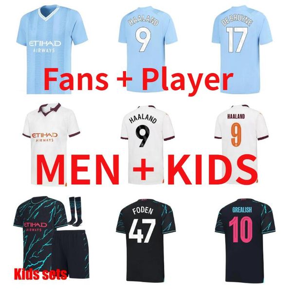 

23 24 grealish de bruyne soccer jerseys 2023 2024 man cities manchesters rodrigo kovacic foden haaland football shirt bernardo mahrez ferran, Black;yellow