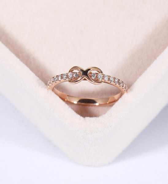 

double fair ring for women simple temperament number 8 zircon rose gold color finger rings new fashion jewelry party kbr3004135031, Golden;silver