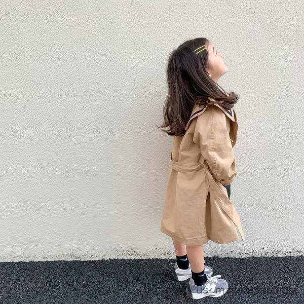 

jackets spring autumn girls boys windbreaker trench coat windproof children kid's mid-length jacket coat baby overcoat r230812, Blue;gray