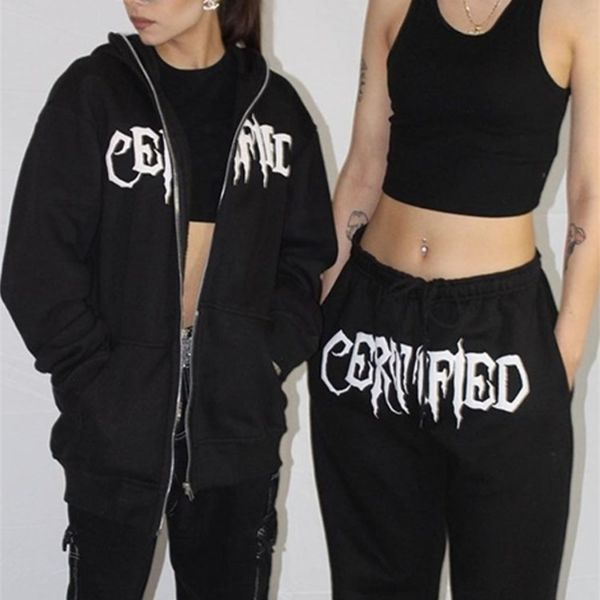 

womens hoodies sweatshirts european and american hiphop street outfits with hooded jackets letter printing oversized zippers y2k clothes for, Black