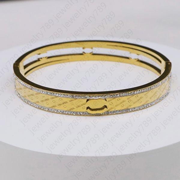 

jewelry designer bangles bracelet women brand letter stainless steel stamp luxury charm bracelets 18k gold plated small waterproof, Black