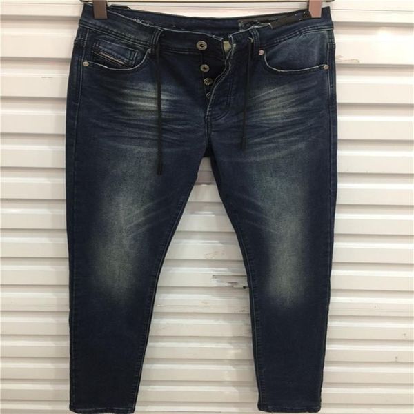 

2020ss designer die sel-jeans french solid luxury slim-leg jeans motorcycle biker denim men's fashion pants size 217n, Blue