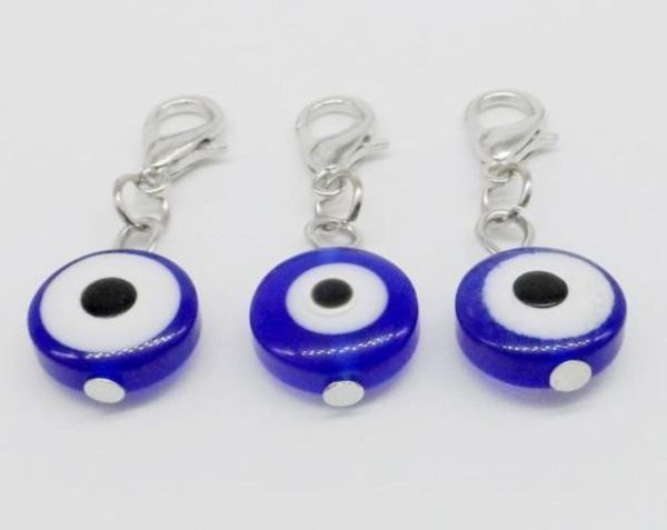 

100pcslot turkish blue evil eye charms lobster clasp dangle charms pendant for bracelet diy jewelry making findings bead 32x11mm3151942, Bronze;silver