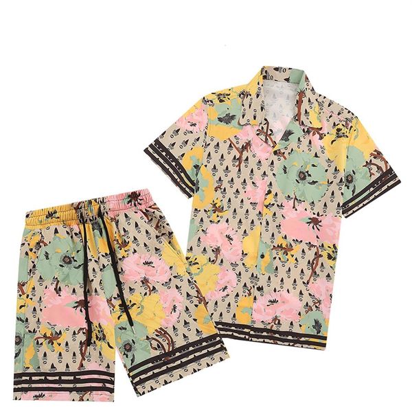 

23ss mens summer designer shirts beach pants sets fashion baroccoflage hawaii floral print casual shirt men slim fit short sleeve 286i, White;black