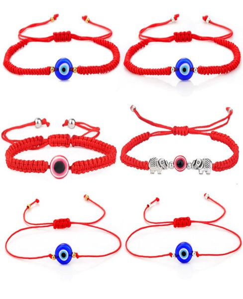 

2021 hanmade rope chain fatima hand evil blue red eye pendants bracelet fashion lucky elephant tortoise woven red string bracelets6614672, Black
