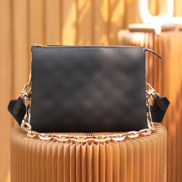 

mens fashion classic m57790 leather crossbody bag luxury designer simple handbag clutch shoulder bag strap womens purse metal messenger embo