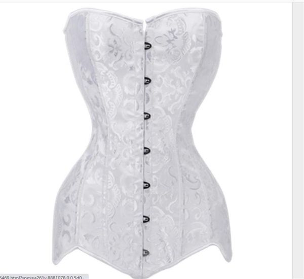 

plus size corset double 26 steel boned corset overbust long torso bustiers waist trainer corsets shapewear cincher corselet1272v3059610, Black;white