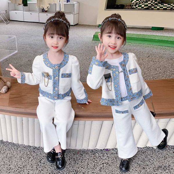 

clothing sets kids clothes girls plaid pattern clothing for girls jacket pants clothes girls spring autumn kids clothes r230812, White