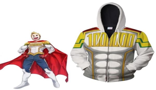 

2020 anime 3d muscle my hero academia lemillion togata mirio cosplay costume halloween zipper jacket hoodie casual coat5384489, Black