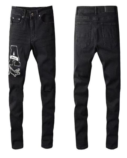 

summer popular mens jeans hiphop zipper hole washed jean am pant men designer clothes cool guy denim man jeans embroidery biker p72017749, Blue