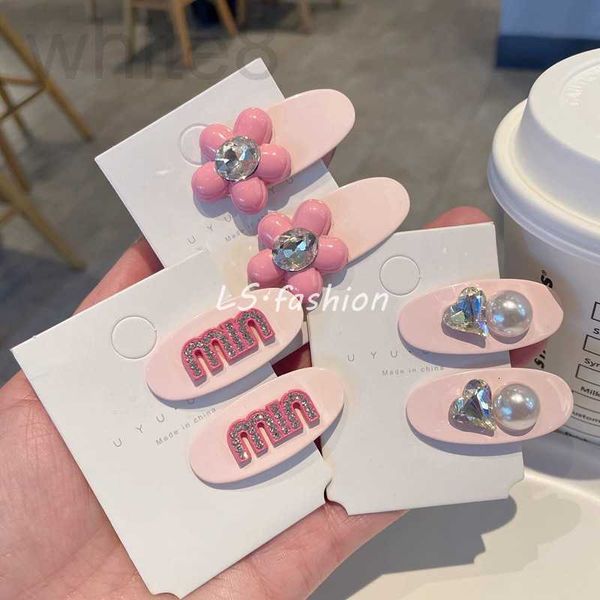 

hair clips & barrettes designer tender pink love crystal pearl duckbill clip, fashionable bangs front hair side clip flof, Golden;silver