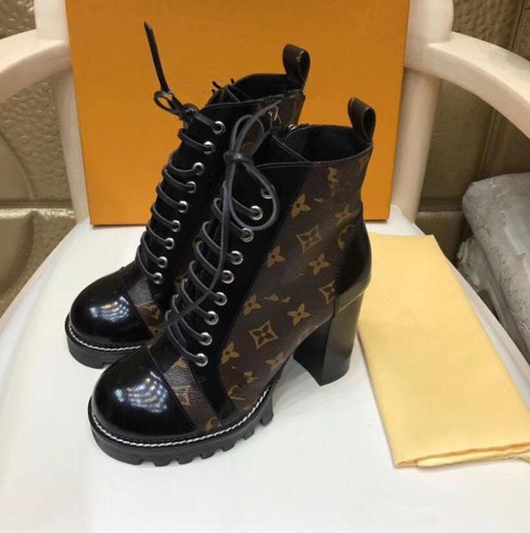

branded women leather laureate 5cm platform desert boot designer chunky ankle canvas boots size eu35415946887, Black