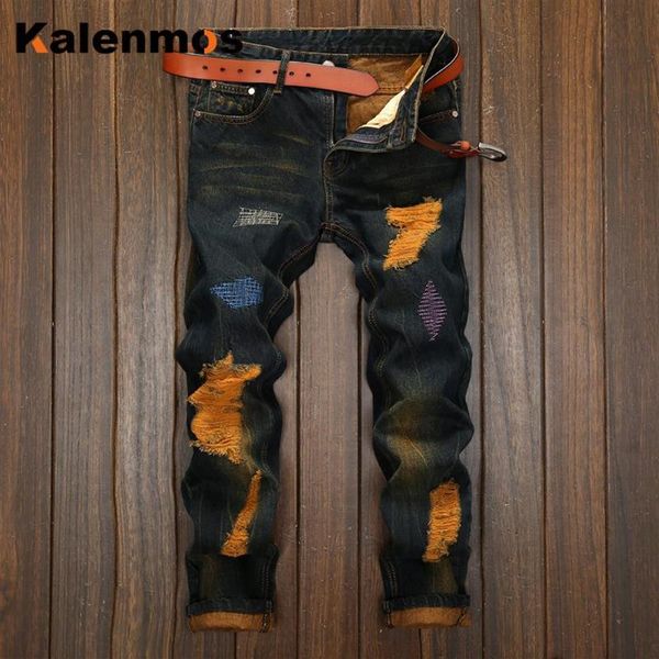 

jeans men skinny jean gothic pants hole streetwear spring fall winter punk boyfriend hip hop denim trouser 2021243k, Blue