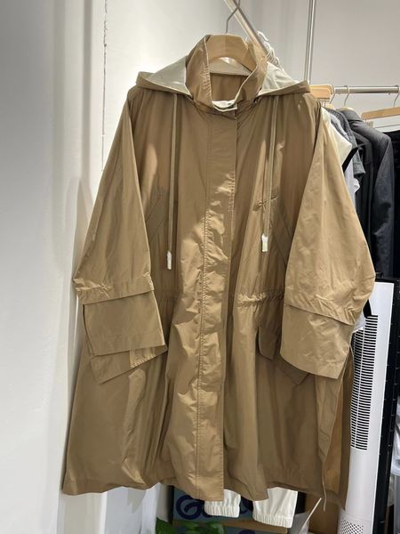 

women's trench coats 2023 spring wide casual style 230812, Tan;black
