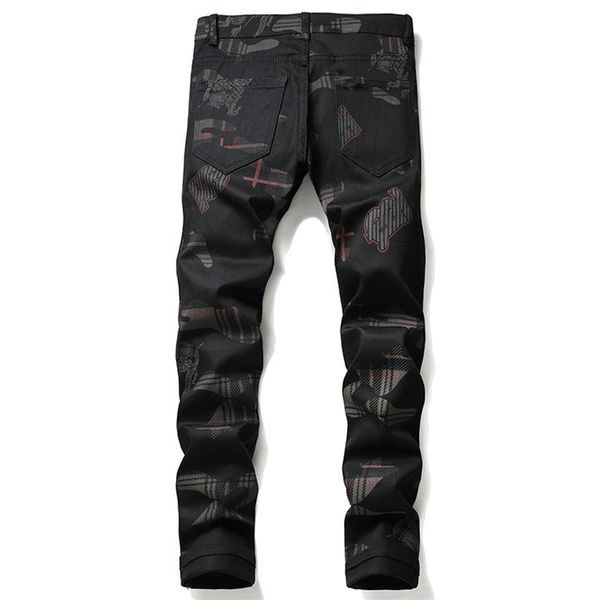 

black printed men's jeans summer casual stretch pants pantalones para hombre vaqueros337z, Blue