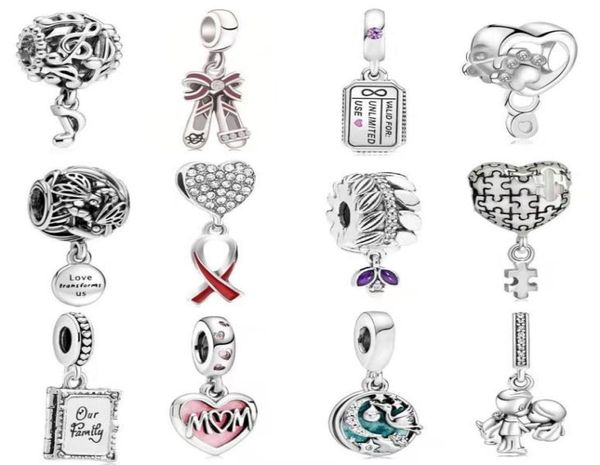 

fits p bracelets 20pcs mom ballet shoes love coupon dangle charm bead with pink cz silver charms bead for women making diy e6445487, Black