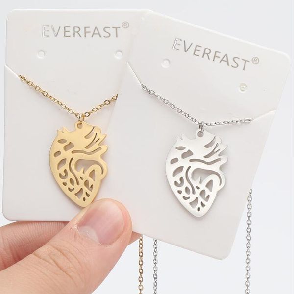 

everfast wholesale 10pc/lot funny ticker heart organ shape stainless steel pendants necklaces women men doctor nurse loved jewelry gift, Silver