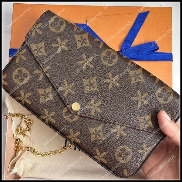 

3piece m61276 multi felicie pochette designer bag chain womens mens handbag underarm bags luxury leather brown flower the tote bag crossbody