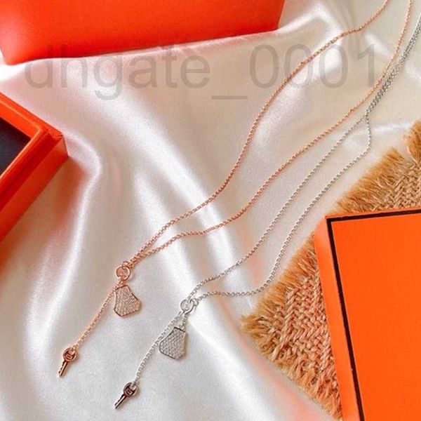 

strands, strings designer s925 silver lock head key short tassel necklace women's versatile temperament simple and luxury small design, Black