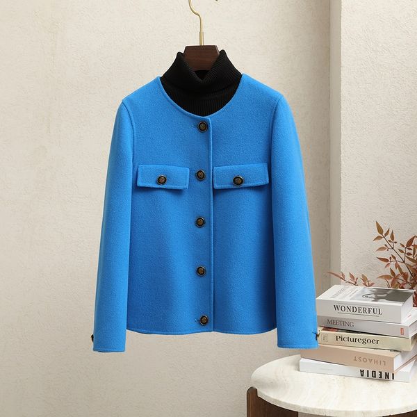 

women new wool short jackets winter jackets autumn and winter coat double sided cashmere coat small fragrant coat 26110 womens blazer coats, Black;brown
