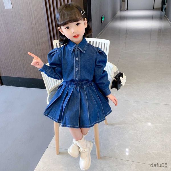 

clothing sets girls denim clothes jacket skirt girls outfits casual style girl outfit spring autumn childrens clothing r230812, White