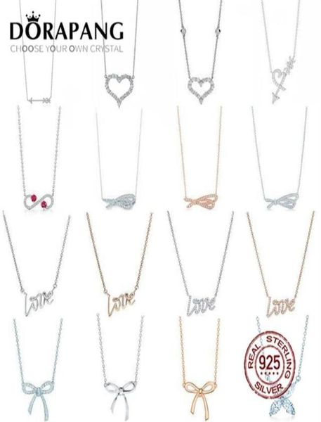 

dorapang 100 925 sterling silver necklace pendant heart shaped bow love pendant chain rose gold original genuine women jewelry2888286600