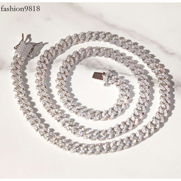 

pass diamond test vvs moissanite 6mm single row hip hop sterling sier custom moissanite cuban chain, Silver