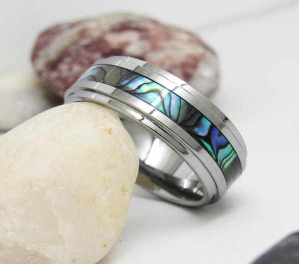 

sea shell inlay tungsten wedding ring for asia men 8mm width wry6004214044, Silver