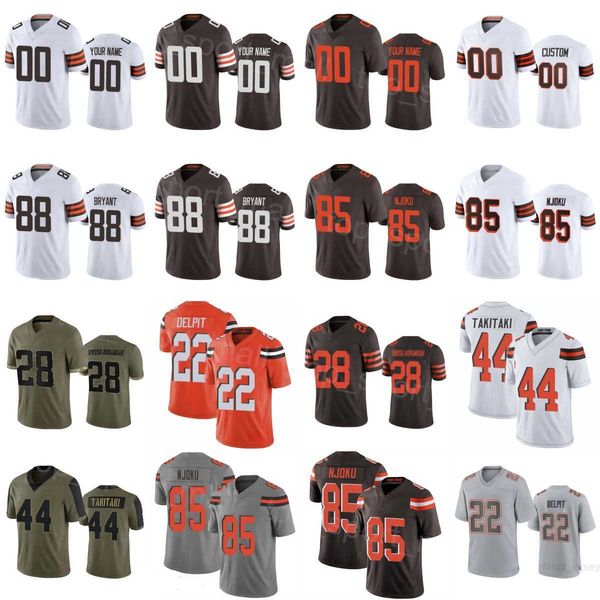 

man woman youth football 85 david njoku jerseys 88 harrison bryant 18 david bell 22 grant delpit 44 sione takitaki 28 jeremiah owusu-koramoa, Black;red