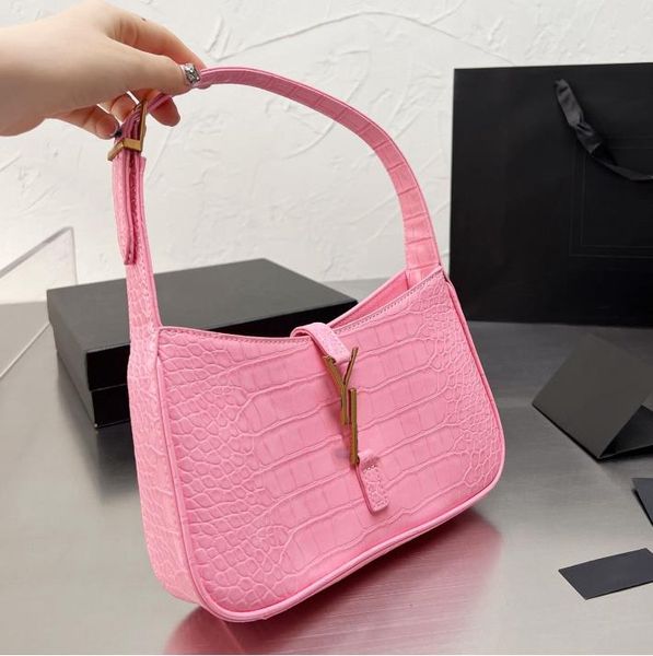 

designer shoulder bag women's armpit bag handbag black calf leather classic crocodile pattern leather shoulder strap chain medium size