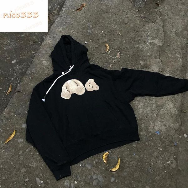 

23ss new broken tail shark terry bear cotton loose hundred with black white blue purple love big yards street sweatshirt hoodies200x