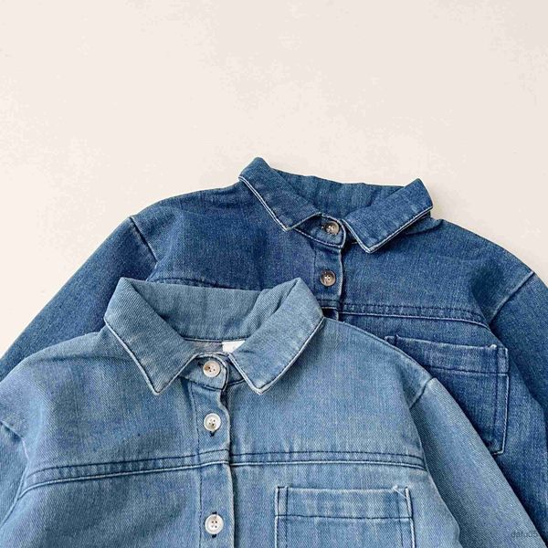 

clothing sets kids denim suit 2023 autumn new boys and girls casual long-sleeved denim suit baby trousers two-piece set r230812, White