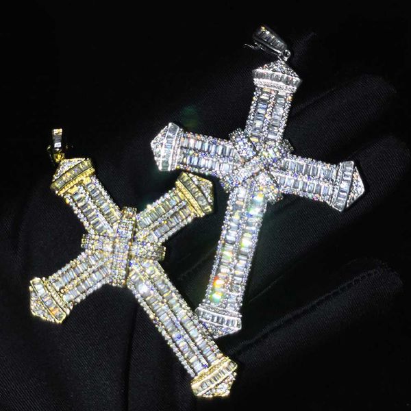 

new iced out cross pendant hip hop 925 sterling silver vvs moissanite cross pendant for men