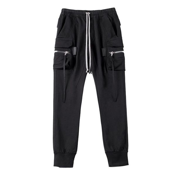 

rick high street pants pockets sweatpants men trousers streetwear women's pants owens full length men's clothing2256, Black