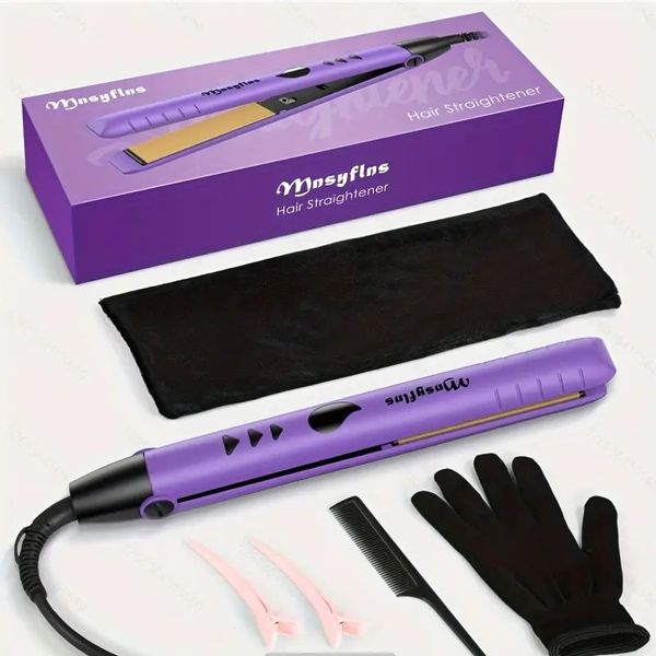 

lightweight hair straightener 2-in-1 ceramic plates straightener and curler fast heat hair straightener flat iron gift for women and girls p, Black