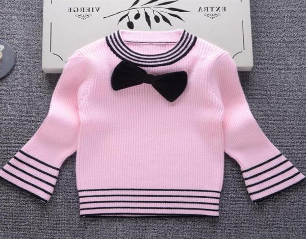 

girls sweater baby pullover knit warm flare sleeve kids clothes 2018 autumn winter new children sweaters bow school clothing257j8413369, Blue