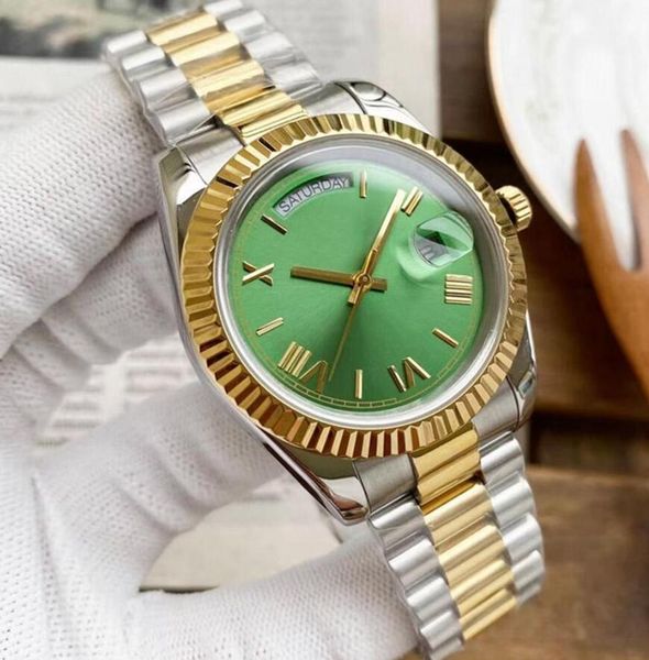 

brand designer mens women watches fashion automatic mechanical luxury watch leather strap diamond day date moon phase movement wristwatches, Slivery;golden