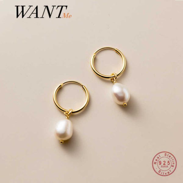 

wantme genuine 925 sterling silver natural freshwater baroque pearl unusual earrings for women chic charming goth jewelry 2021