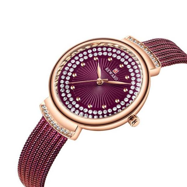 

reward sport fashion hand women watches luxury rhinestone dial ladies watch stainless steel slim reloj mujer, Blue;gray