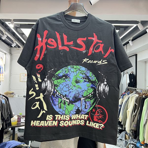 

men's tshirts hip hop 2023 men streetwear hellstar t shirt carck ghost face headset letter print tshirt harajuku loose cotton short sle, White;black