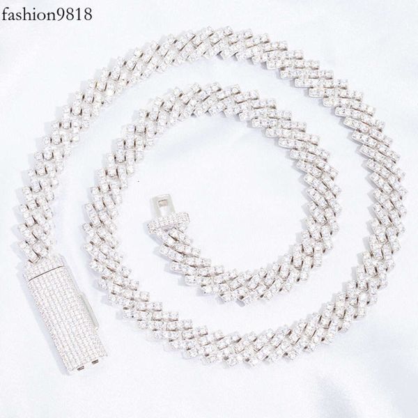 

custom jewelry 10mm single row pass the diamond test moissanite diamond sterling sier hip hop cuban chain for man, Silver