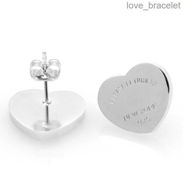 

luxury womens heart love stud earrings for women classic style women lover studs titanium steel earings printed wedding party gifts, Golden;silver