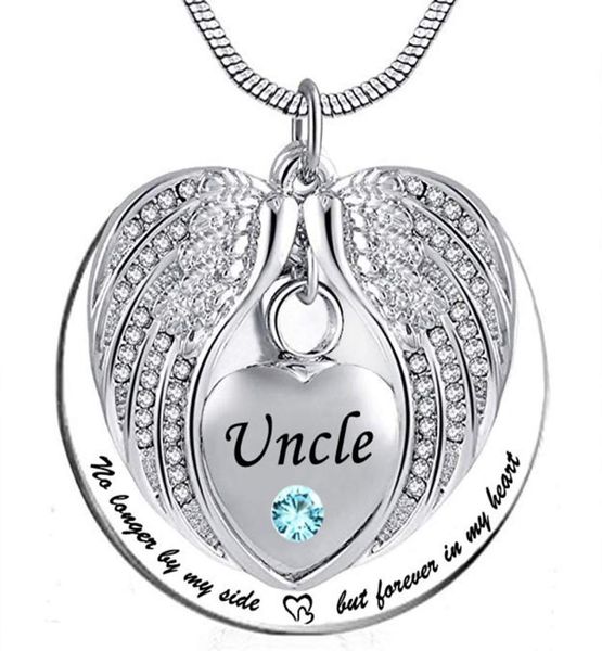 

cremation jewelry urn necklace for ashes no longer by my side but forever in my heart angel wings memorial pendant for uncle7897103, Silver